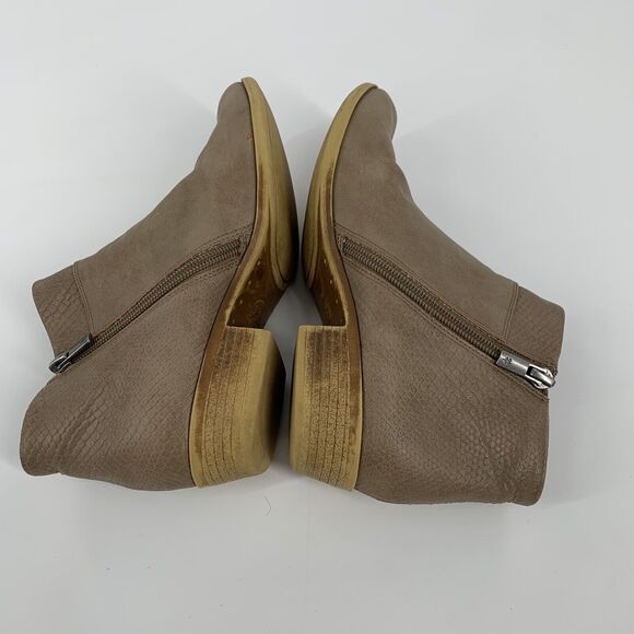 Lucky Brand Beah Faux Leather Ankle Boots 4 Big Girls Cream Brown Low Booties - Picture 4 of 10